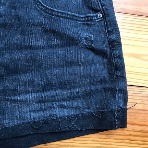 H&M Black Distressed Jean Shorts, EUC, 10 - Picture 3 of 11